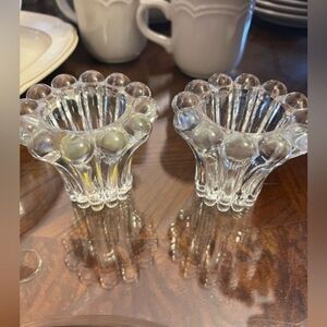 Vintage Flower-Shaped Glass Candle Holders – Set of 2 – Made in Italy